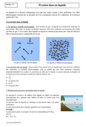 Pression dans un liquide - Seconde - Cours - PDF à imprimer