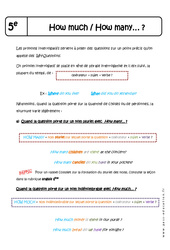 How much - How many… ? - 5ème - Cours - PDF à imprimer
