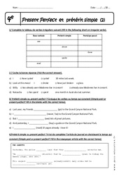 Prétérit simple - Present Perfect - 4ème – Exercices  - PDF à imprimer