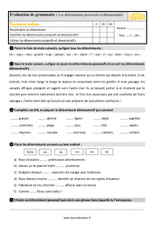 Les déterminants – Cm2 - Évaluation, bilan - PDF à imprimer