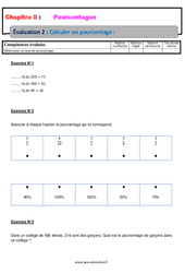Calculer un pourcentage - 6ème - Evaluation, bilan, contrôle avec la correction - PDF à imprimer