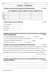Conditionnel présent - 6ème - Evaluation  - PDF à imprimer