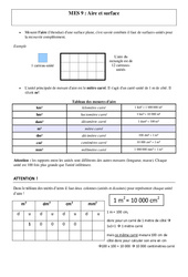 Aire et surface - Cm1 - Cm2 - Leçon - Mesures - Cycle 3 - PDF gratuit à imprimer