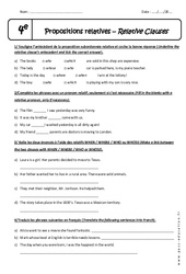 Pronoms relatifs - Propositions subordonnées relatives complexifiées - 4ème - Exercices corrigés - PDF à imprimer