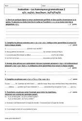Homonymes grammaticaux - 6ème - Contrôle  - PDF à imprimer
