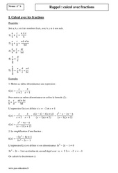 Rappel calcul avec les fractions - Première - Cours - PDF à imprimer