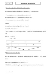 Utilisation des dérivées - Première - Cours - PDF à imprimer