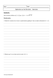 Fonctions - Opérations - Première - Exercices corrigés - PDF à imprimer