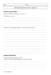 Variation d'une suite - Première - Exercices sur le sens - PDF à imprimer