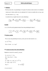 Suites géométriques - Première - Cours - PDF à imprimer