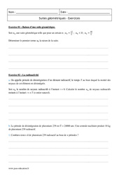 Suites géométriques - Première - Exercices corrigés - PDF à imprimer