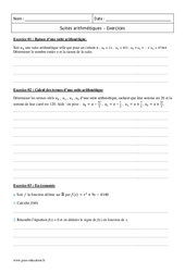 Suites arithmétiques - Première - Exercices corrigés - PDF à imprimer
