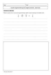 Angles orientés - Cercle trigonométrique - Première - Exercices - PDF à imprimer