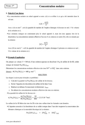 Concentration molaire - Première - Cours - PDF à imprimer