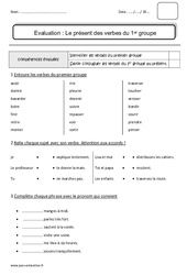 Présent des verbes du 1er groupe - Ce1 - Bilan - PDF à imprimer