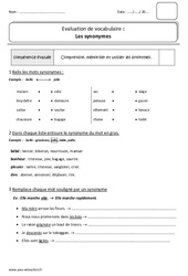 Synonymes - Ce1 - Bilan - PDF à imprimer