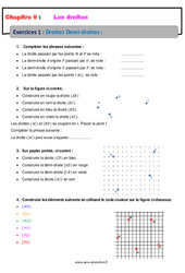 Droites demi-droites - 6ème - Révisions - Exercices avec correction - PDF à imprimer