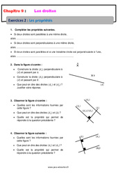 Les propriétés sur les droites - 6ème - Révisions - Exercices avec correction - PDF à imprimer