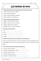 Familles de mots - Ce2 - Exercices  - PDF à imprimer