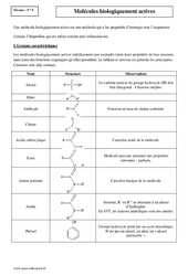 Molécules  biologiquement actives - Première - Cours - PDF à imprimer