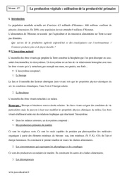 Production végétale - Productivité primaire - Première - Cours - PDF à imprimer