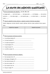 Pluriel des adjectifs qualificatifs - Ce2 - Exercices corrigés - PDF à imprimer