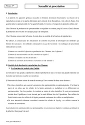 Sexualité et procréation - Première - Cours - PDF à imprimer