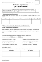 Classes  de mots - Cm1 - Bilan  - PDF à imprimer