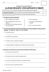 Forme affirmative et négative - Ce2 - Bilan - PDF à imprimer