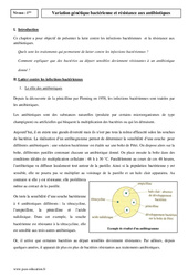 Variation génétique bactérienne et résistance aux antibiotiques - Première - Cours - PDF à imprimer