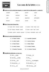 Les valeurs sonores de la lettre « s » - Ce2 - Exercices, révisions - PDF à imprimer