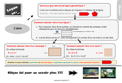 L'aire au Cm1 - Leçon, trace écrite - PDF gratuit à imprimer