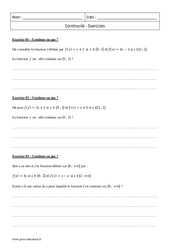 Continuité - Terminale - Exercices corrigés Terminale - PDF à imprimer