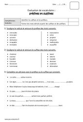 Préfixes - Suffixes - Ce2 - Bilan - PDF à imprimer