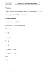 Nombre e et Relation fonctionnelle - Terminale - Cours - PDF à imprimer