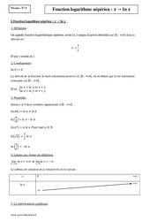 Fonction logarithme népérien - Terminale - Cours - PDF à imprimer