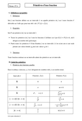 Primitives d'une fonction - Terminale - Cours - PDF à imprimer