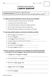 Adjectif qualificatif - Cm1 - Bilan - PDF à imprimer