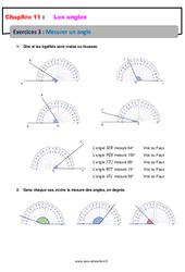 Mesurer un angle - 6ème - Révisions - Exercices avec correction - PDF à imprimer