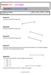 Construire un angle - 6ème - Révisions - Evaluation avec correction - PDF à imprimer