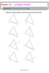 Les hauteurs d'un triangle - 6ème - Révisions - Exercices avec correction sur les figures usuelles