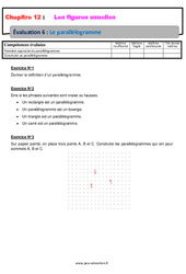 Le parallélogramme - 6ème - Evaluation avec la correction sur les figures usuelles - PDF à imprimer