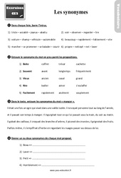 Les synonymes au Ce2 - Exercices, révisions - PDF à imprimer
