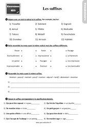 Les suffixes au Ce2 - Exercices, révisions - PDF à imprimer