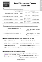Les différents sens d’un mot - Ce2 - Exercices, révisions - PDF à imprimer