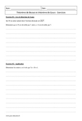 Théorème de Gauss -Théorème de Bézout - Terminale - Exercices - PGCD - PDF à imprimer