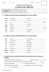 Accord des adjectifs - Cm1 - Bilan - PDF à imprimer