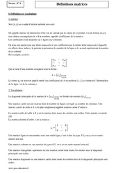 Matrices - Terminale - Cours - Définition - PDF à imprimer