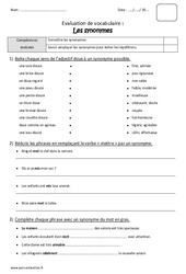 Synonymes - Cm1 - Bilan - PDF à imprimer