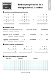 La technique opératoire de la multiplication à 2 chiffres au Ce2 avec les corrections - PDF à imprimer